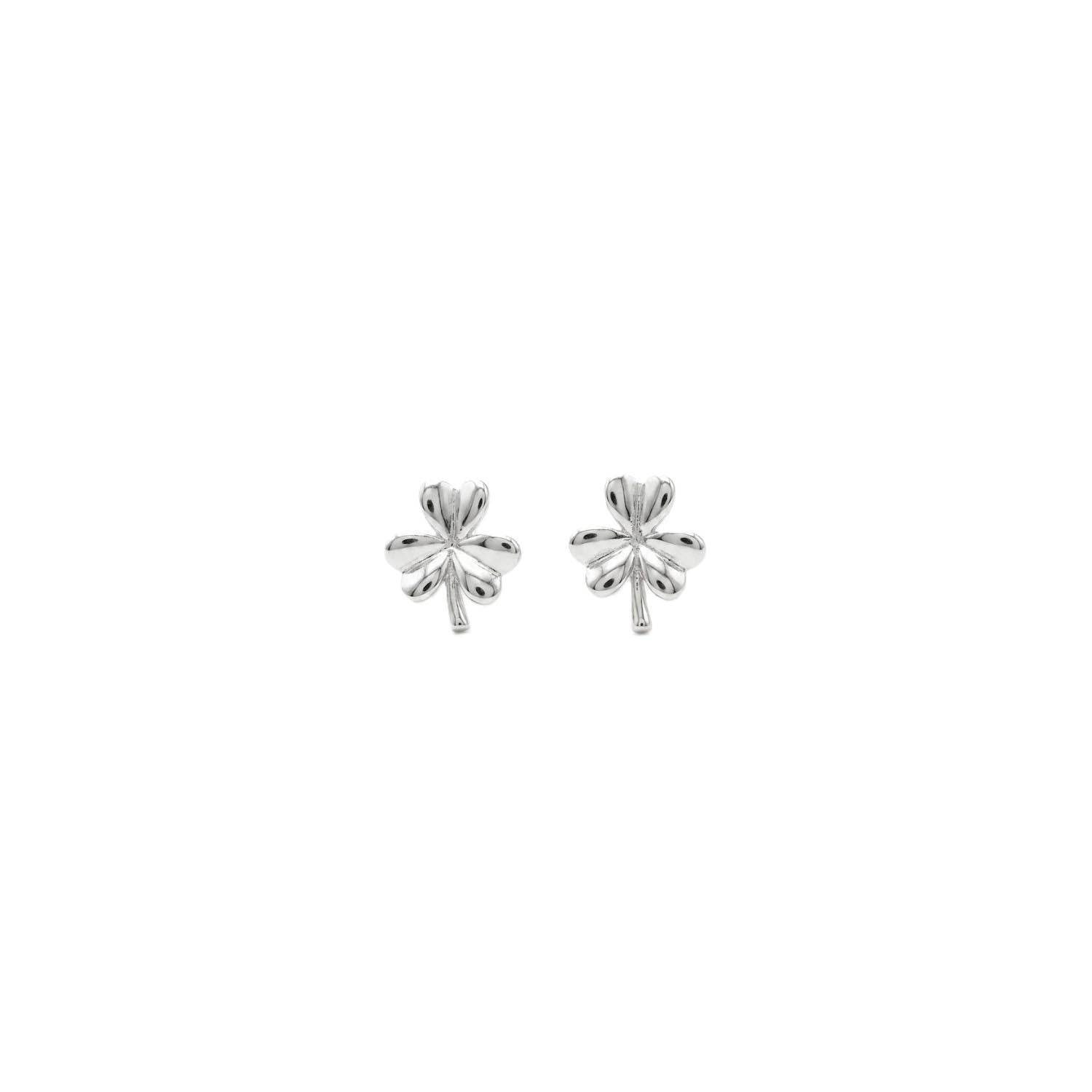 Platinum Plain Shamrock Earrings