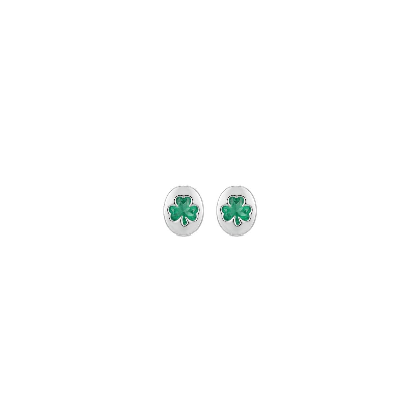 Platinum Shamrock Oval Earrings
