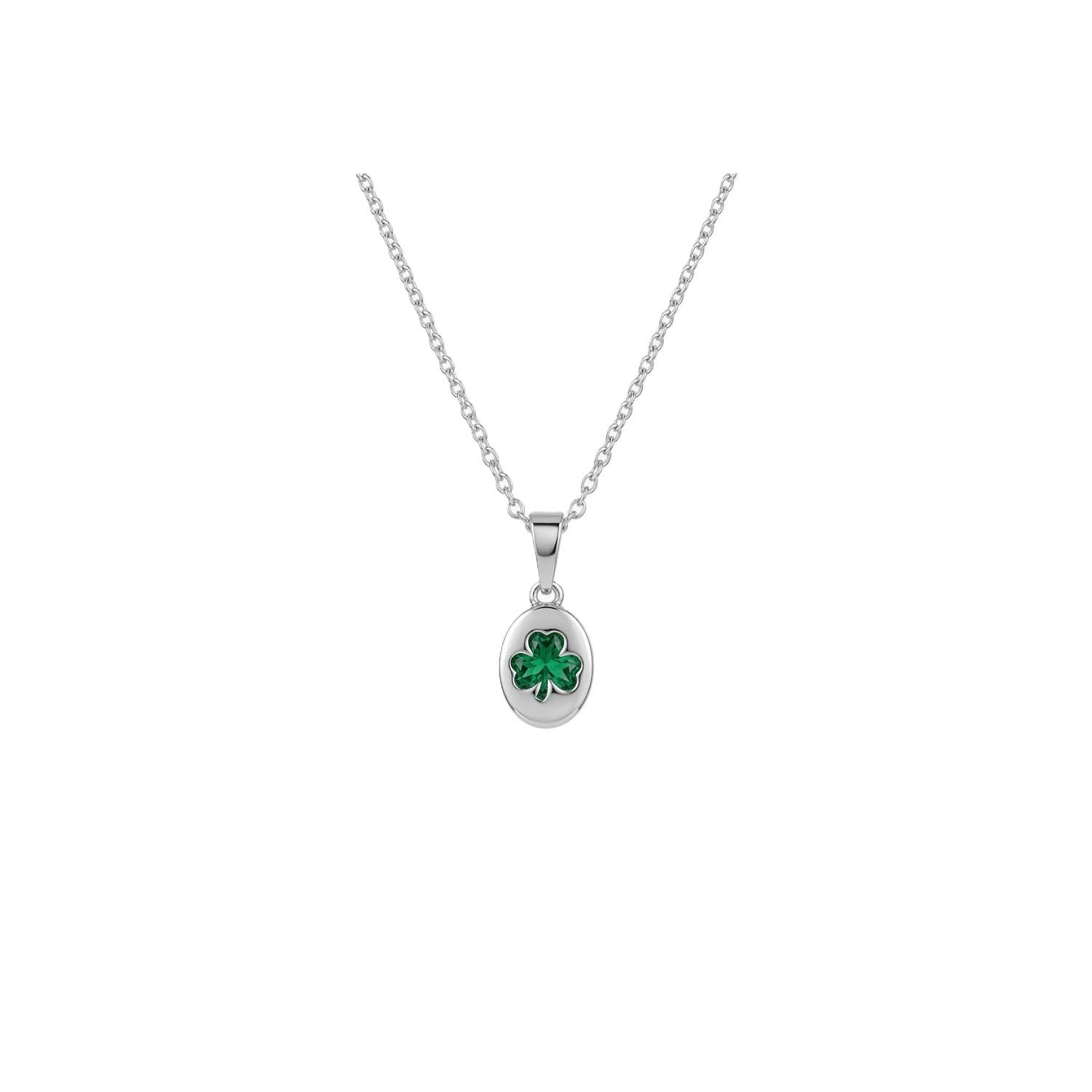 Platinum Shamrock Oval Pendant