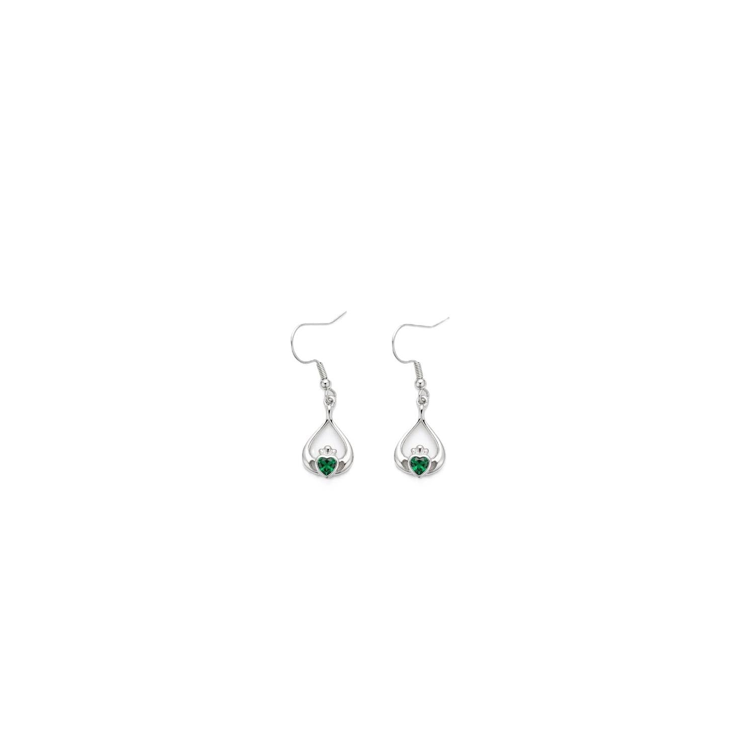 Platinum Claddagh Teardrop Earrings