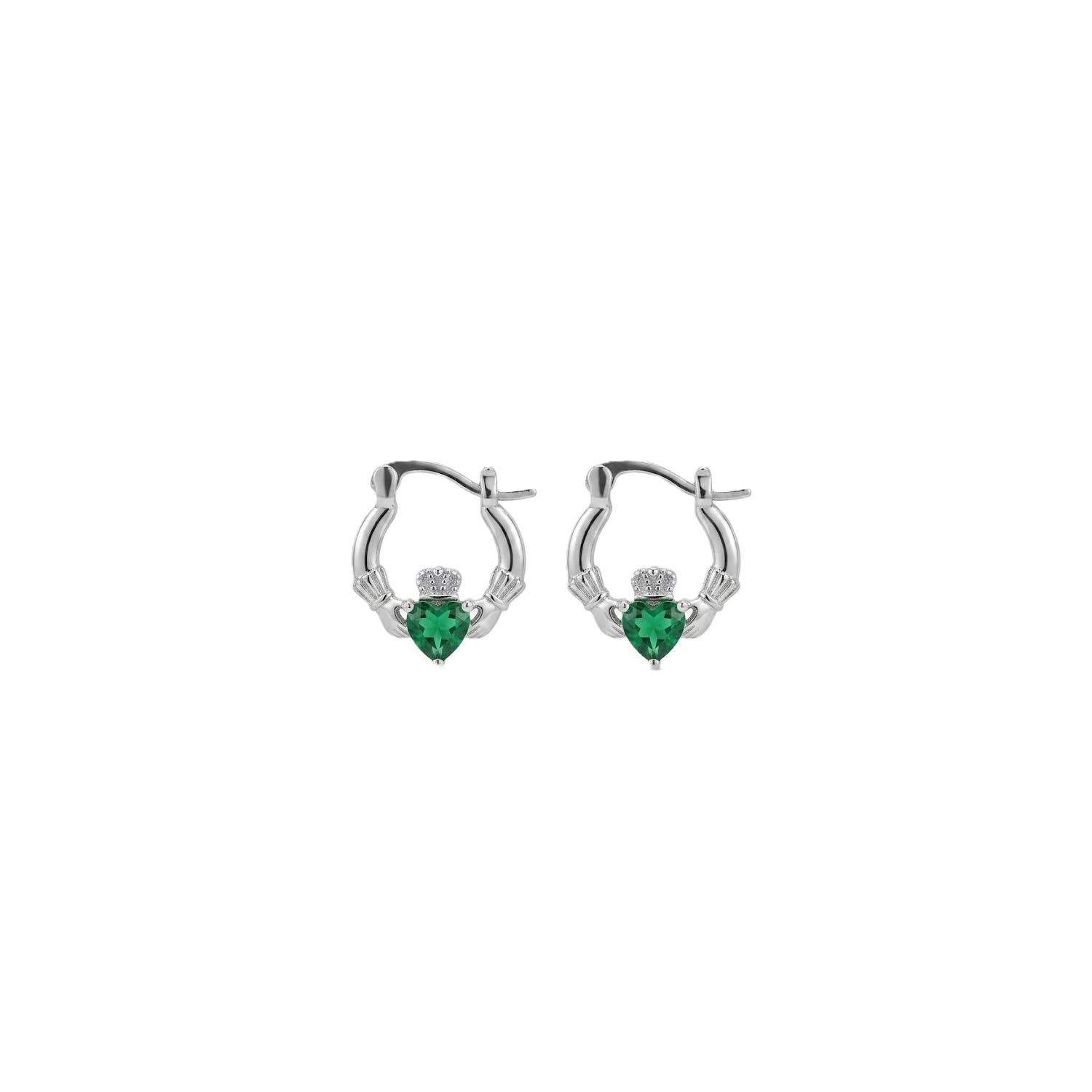 Platinum Round Claddagh Earrings