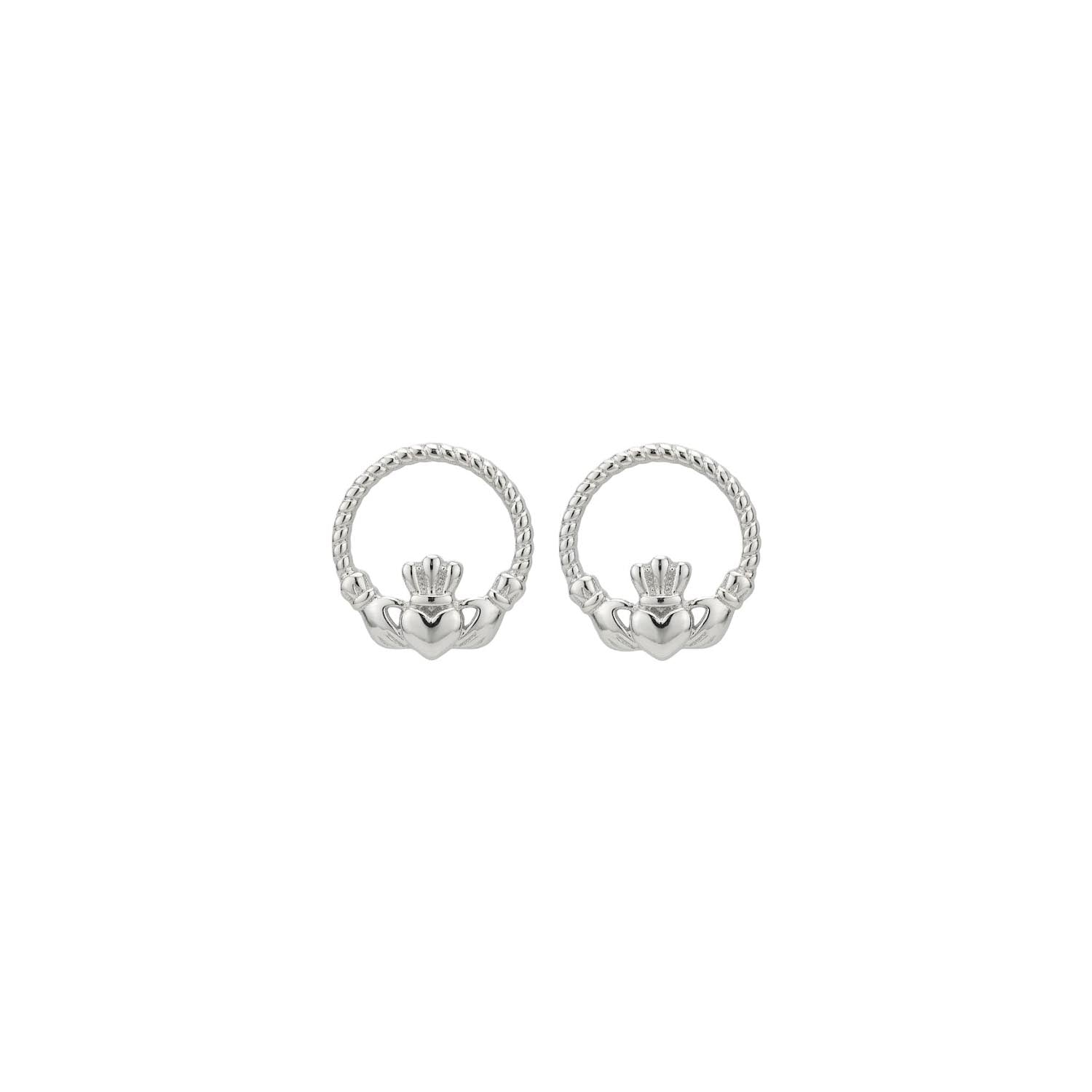 Platinum Plain Claddagh Earrings