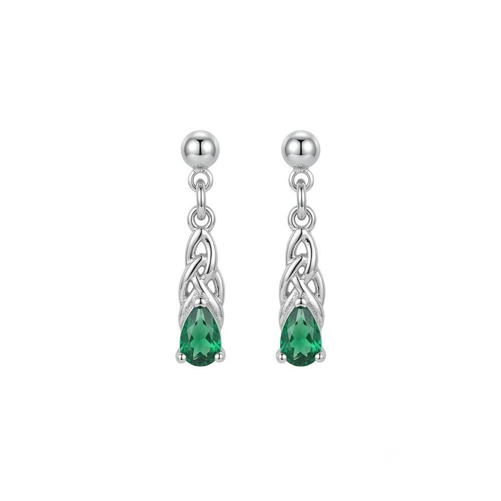 Platinum Celtic Weave Stone Earrings