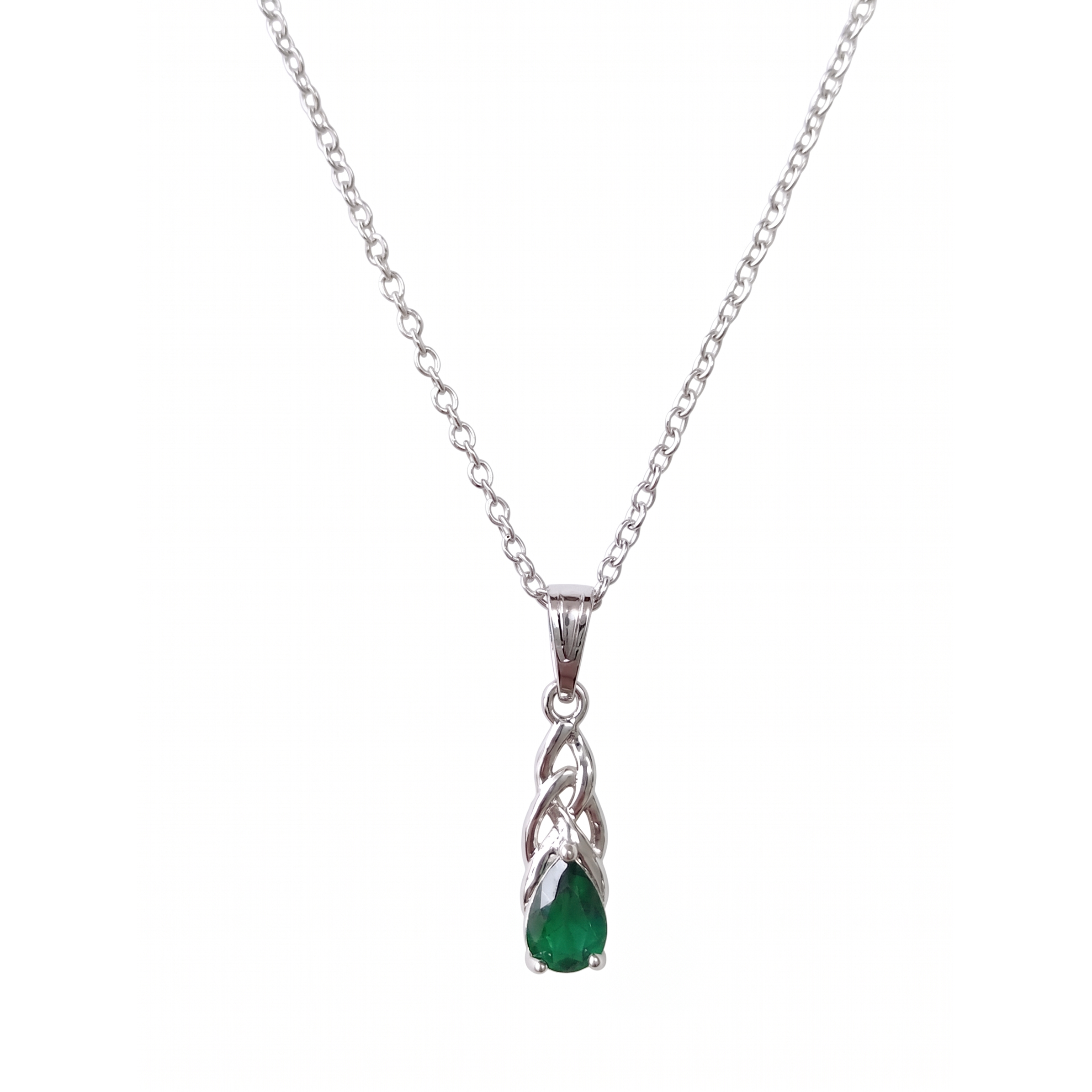 Platinum Celtic Weave Stone Pendant