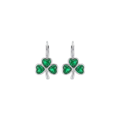 Platinum Green Shamrock Earrings