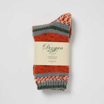 Fair Isle Ladies Socks Orange