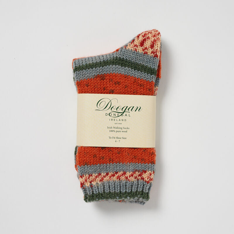 Fair Isle Ladies Socks Orange 