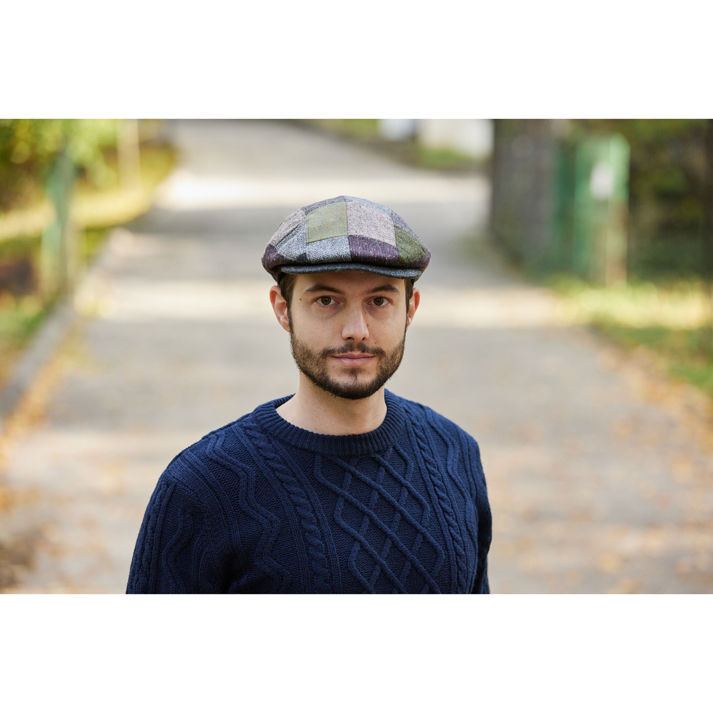 Peaky Style Patch Detail Tweed Flat Cap