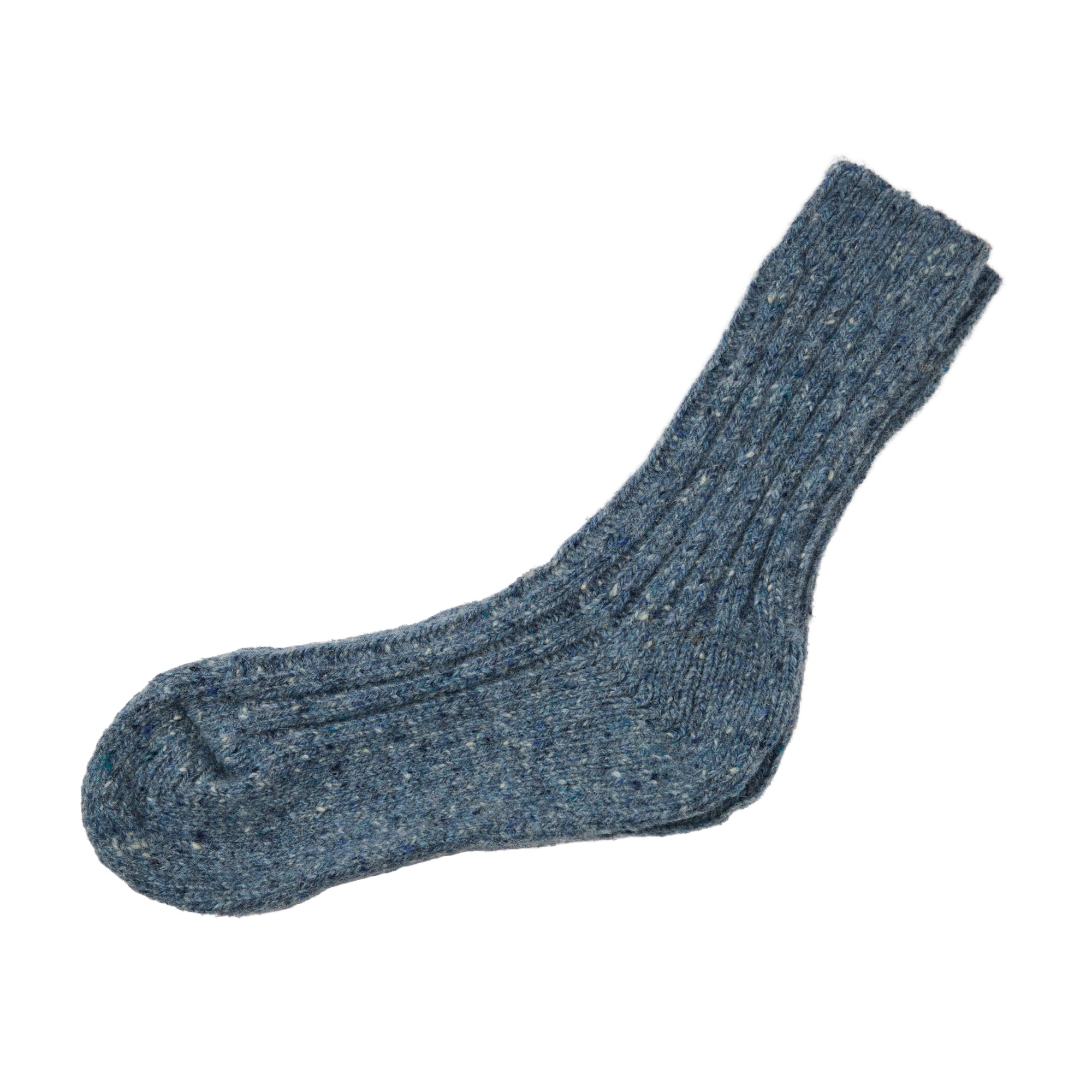 Blue gray flecked opal sock with multicolored specks
