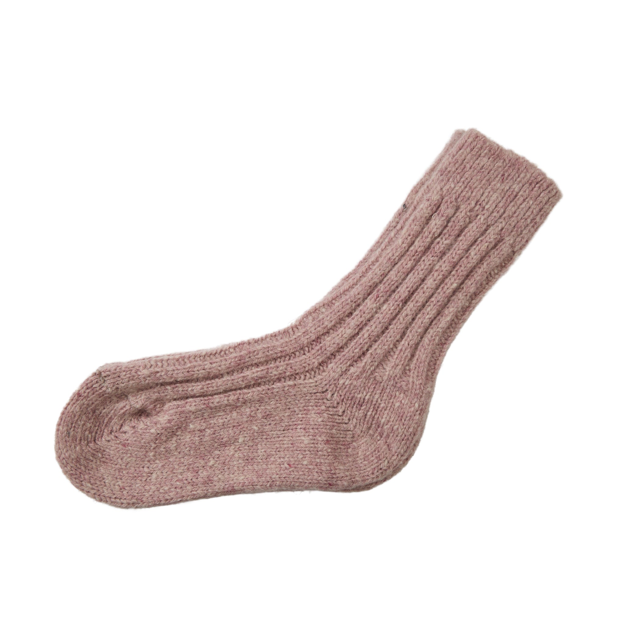 Dusty pink flecked knit sock with a ribbed cuff