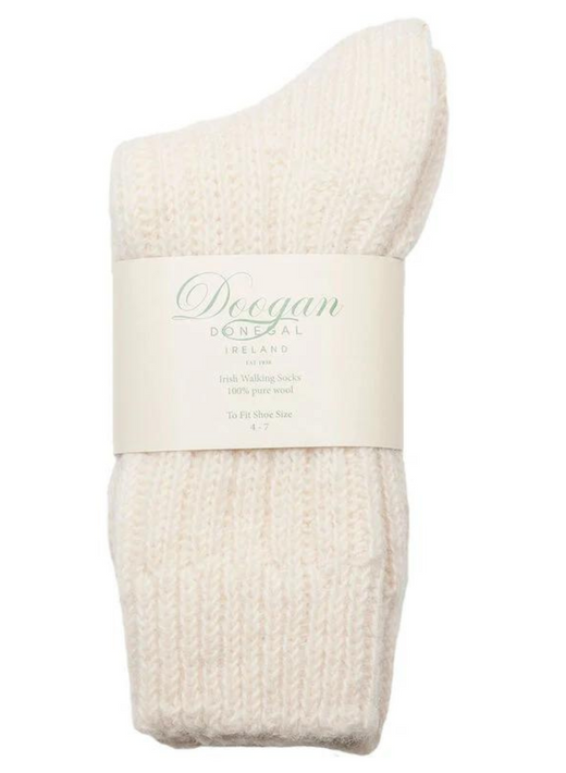 Doogan Donegal 100% Pure Wool Irish Walking Socks Natural