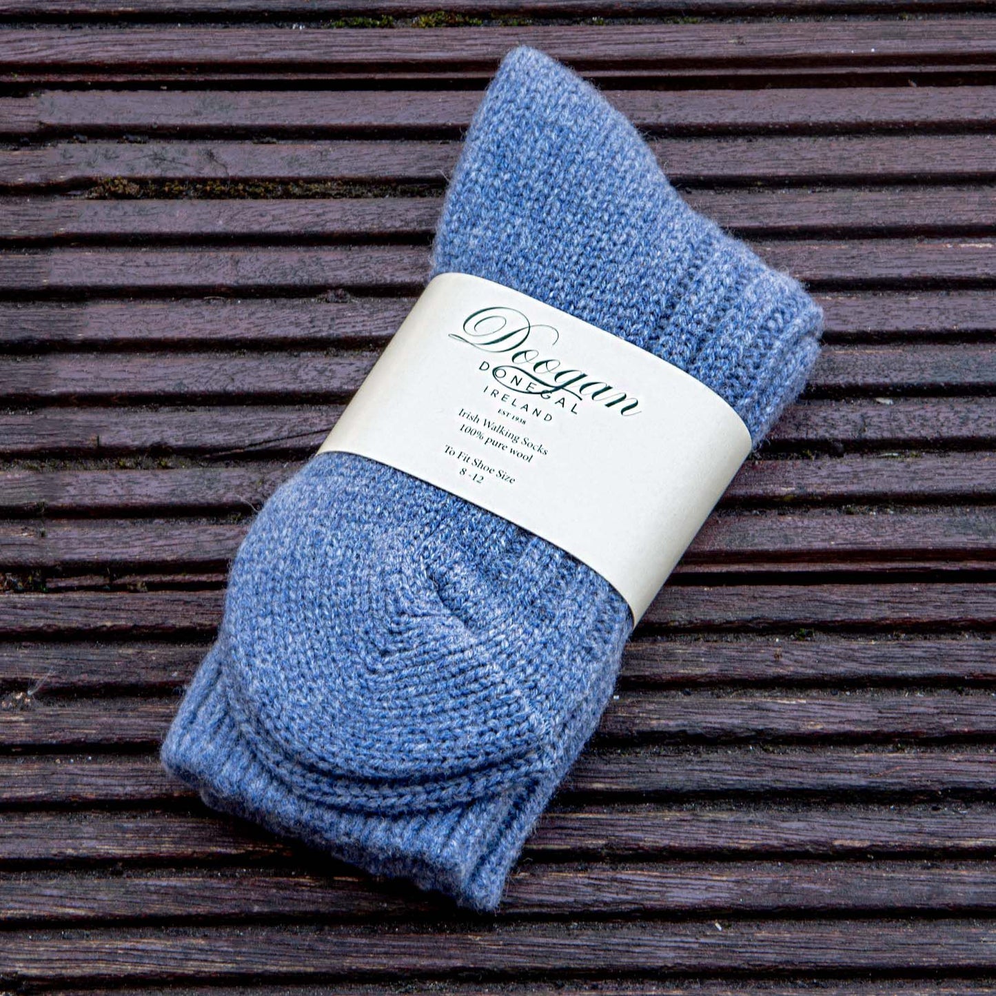 Doogan Donegal 100% Pure Wool Irish Walking Socks Denim