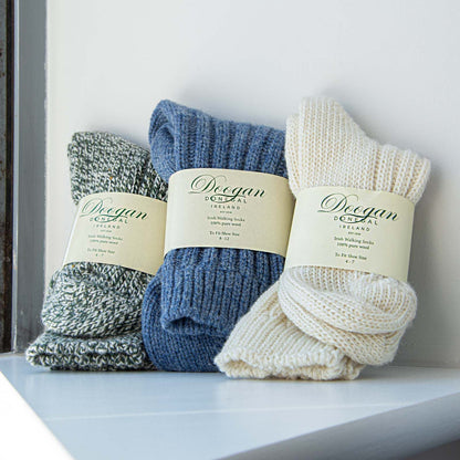 Doogan Donegal 100% Pure Wool Irish Walking Socks Denim