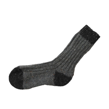 Graphite flecked sock with black toe and heel