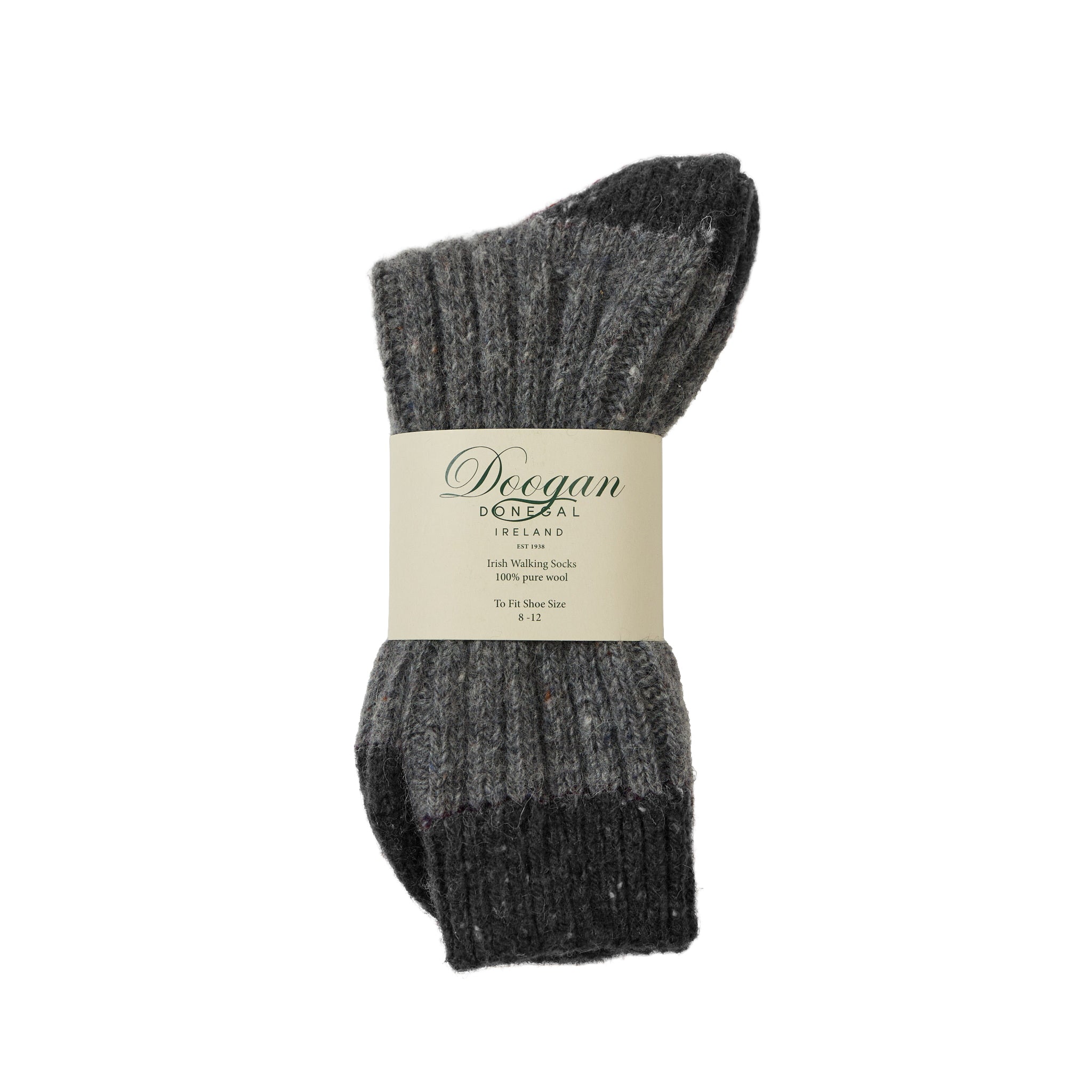 Flecked two toned graphite socks bundled with a Doogan label