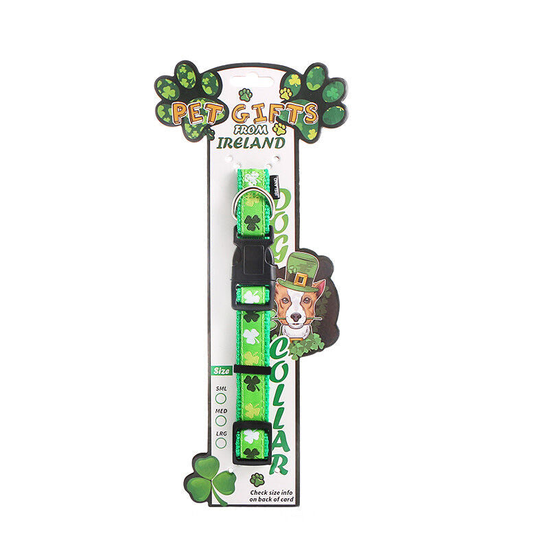 Shamrock Designed Green Dog Collar
