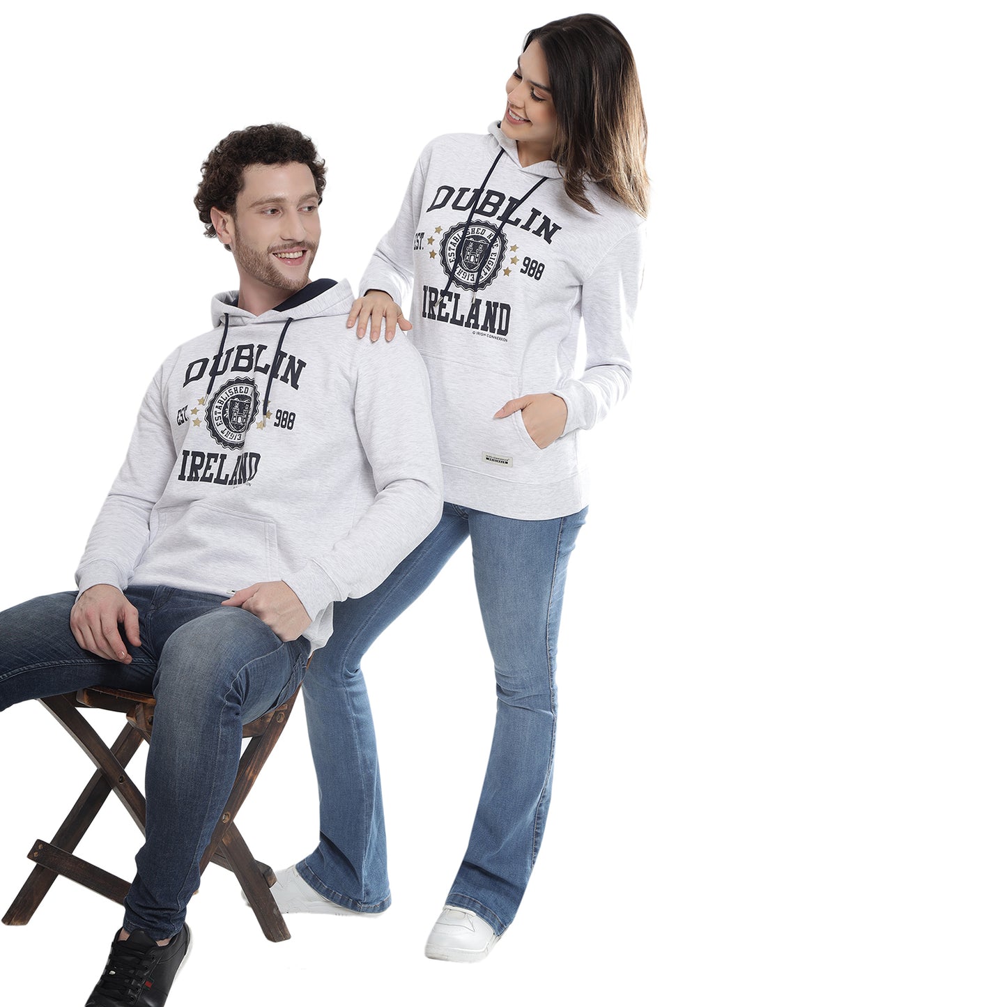 Dublin Stamp Stars Ash Grey Unisex Hoodie