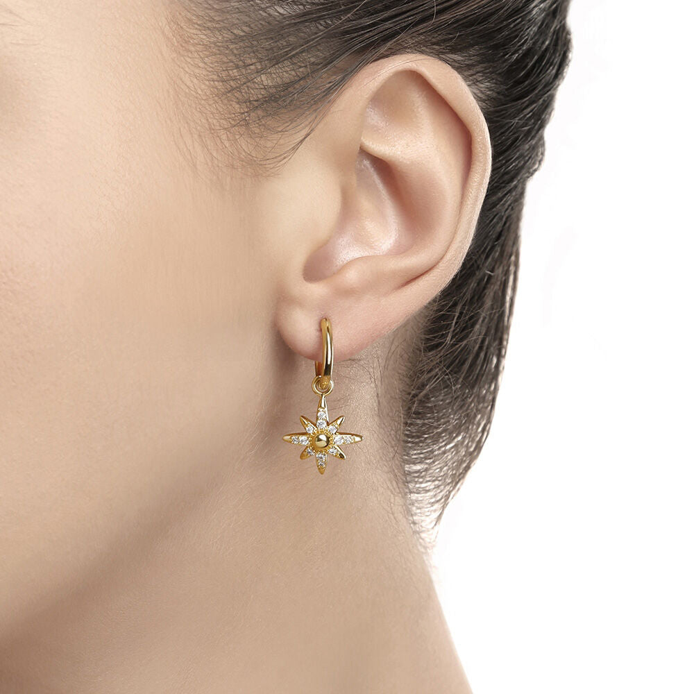 Gold Plated Amy Huberman Newbridge Silverware Star Earrings With Clear Cubic Zirconia 