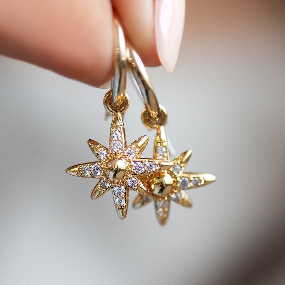 Gold Plated Amy Huberman Newbridge Silverware Star Earrings With Clear Cubic Zirconia