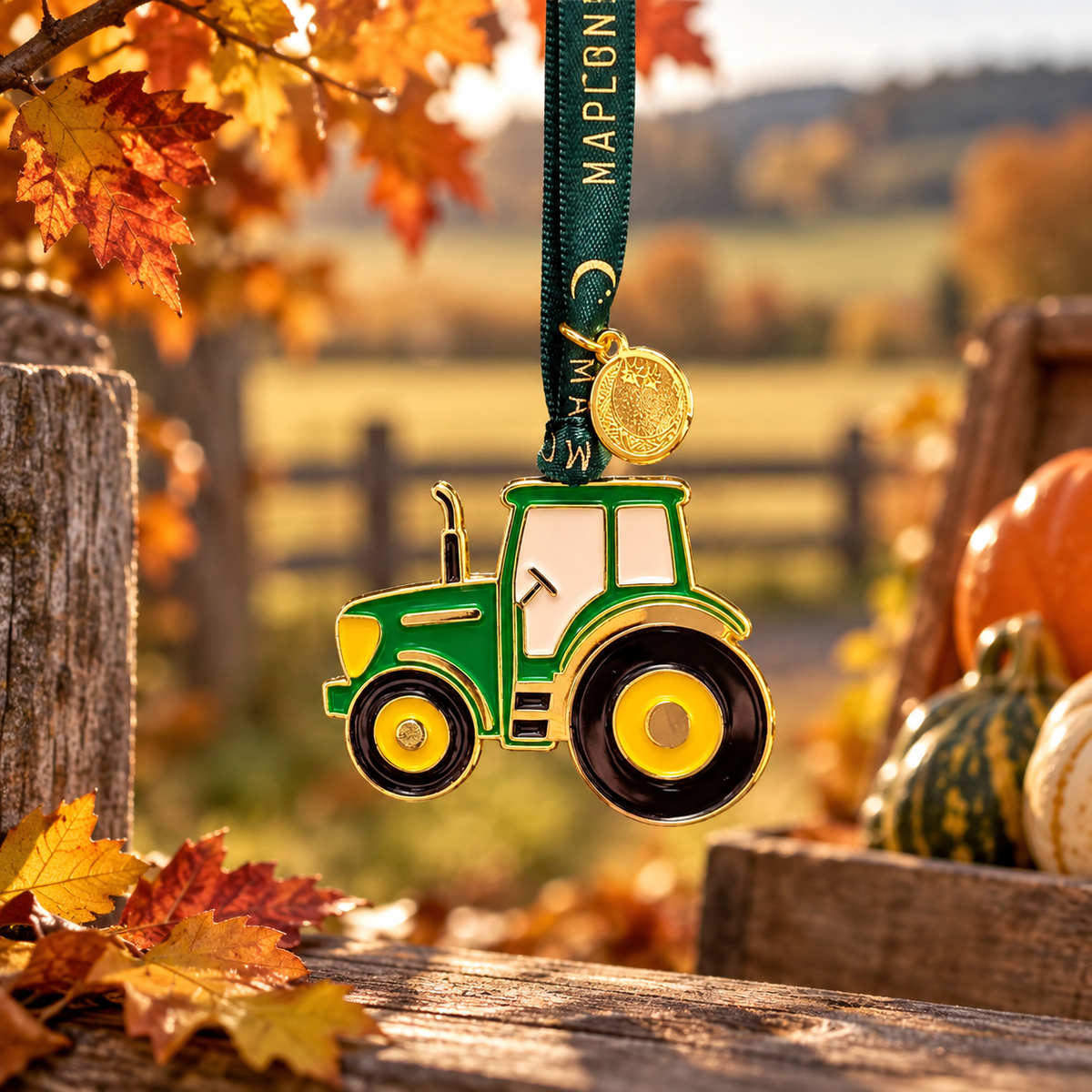 Tractor Green Gold Christmas Decoration