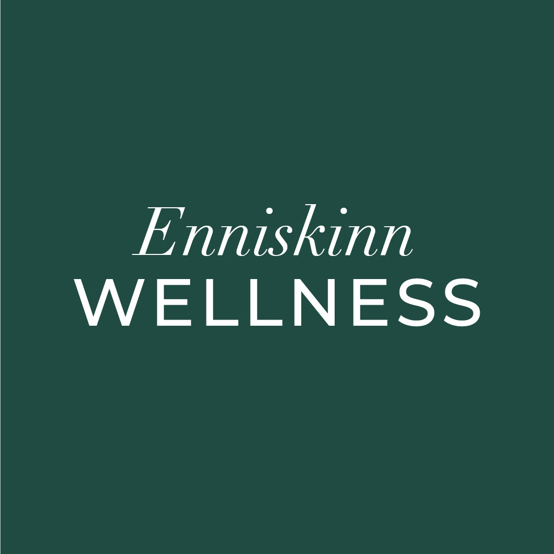 Enniskinn Wellness branding on a dark green background