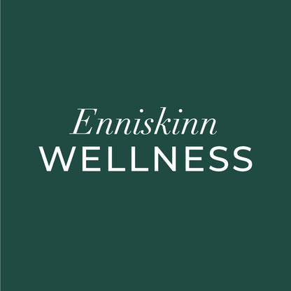 Enniskinn Wellness branding on a dark green background