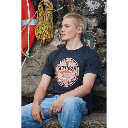 Guinness Men's Acid Wash Vintage Charcoal T-Shirt