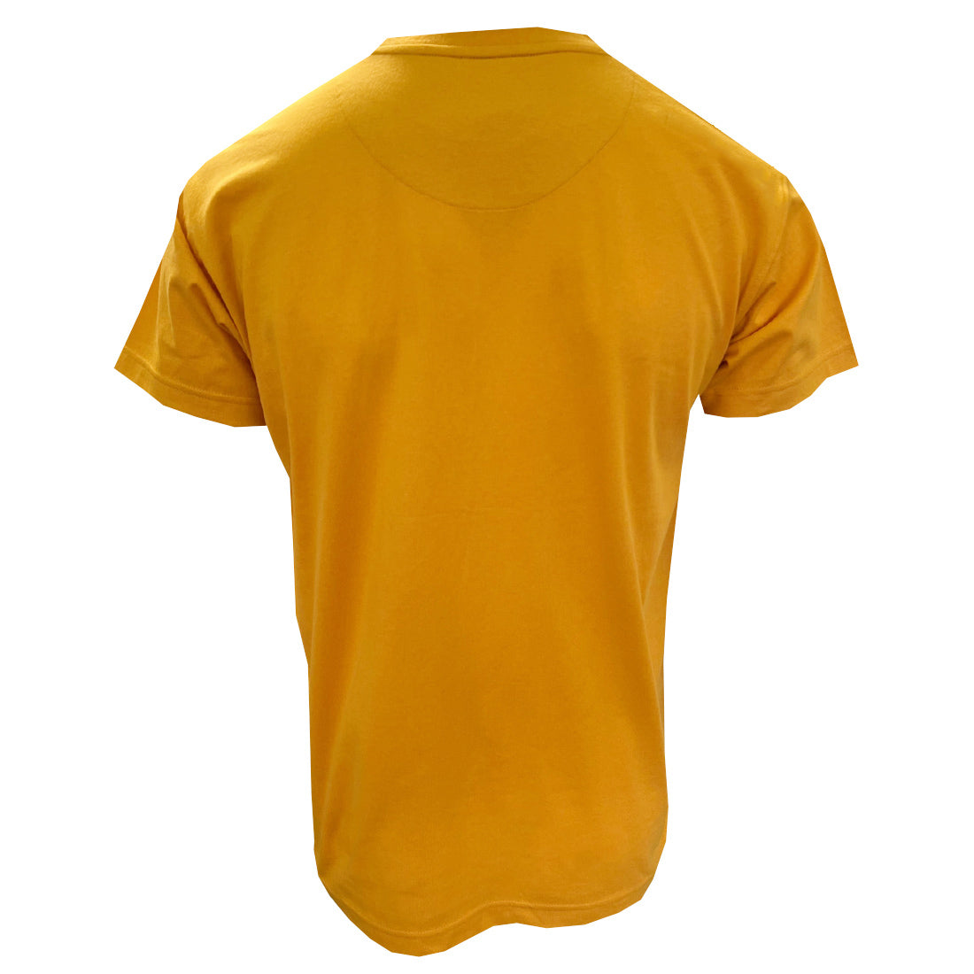 Back view of the golden yellow Guinness Toucan T-shirt showing plain back without print