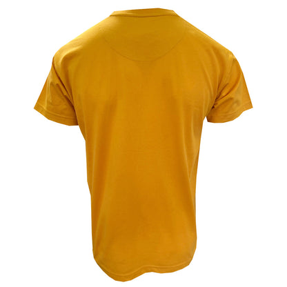 Back view of the golden yellow Guinness Toucan T-shirt showing plain back without print