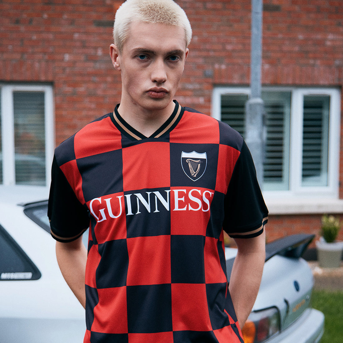 Guinness Black and Red Check Performance Top
