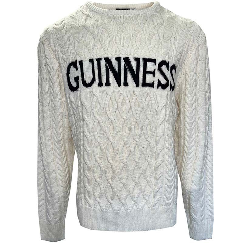 Guinness Aran Knit Style Sweater White