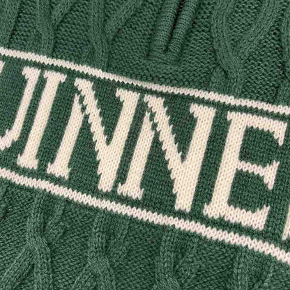 Guinness Aran Knit Style 1/4 Zip Sweater Green