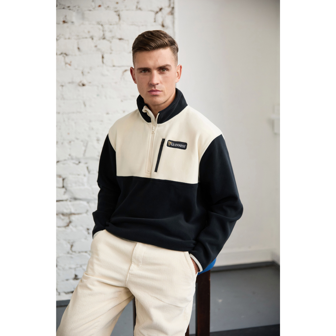 Unisex Guinness Cream & Black 1/4 Zip Fleece