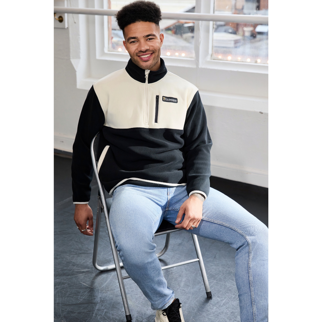 Unisex Guinness Cream & Black 1/4 Zip Fleece 