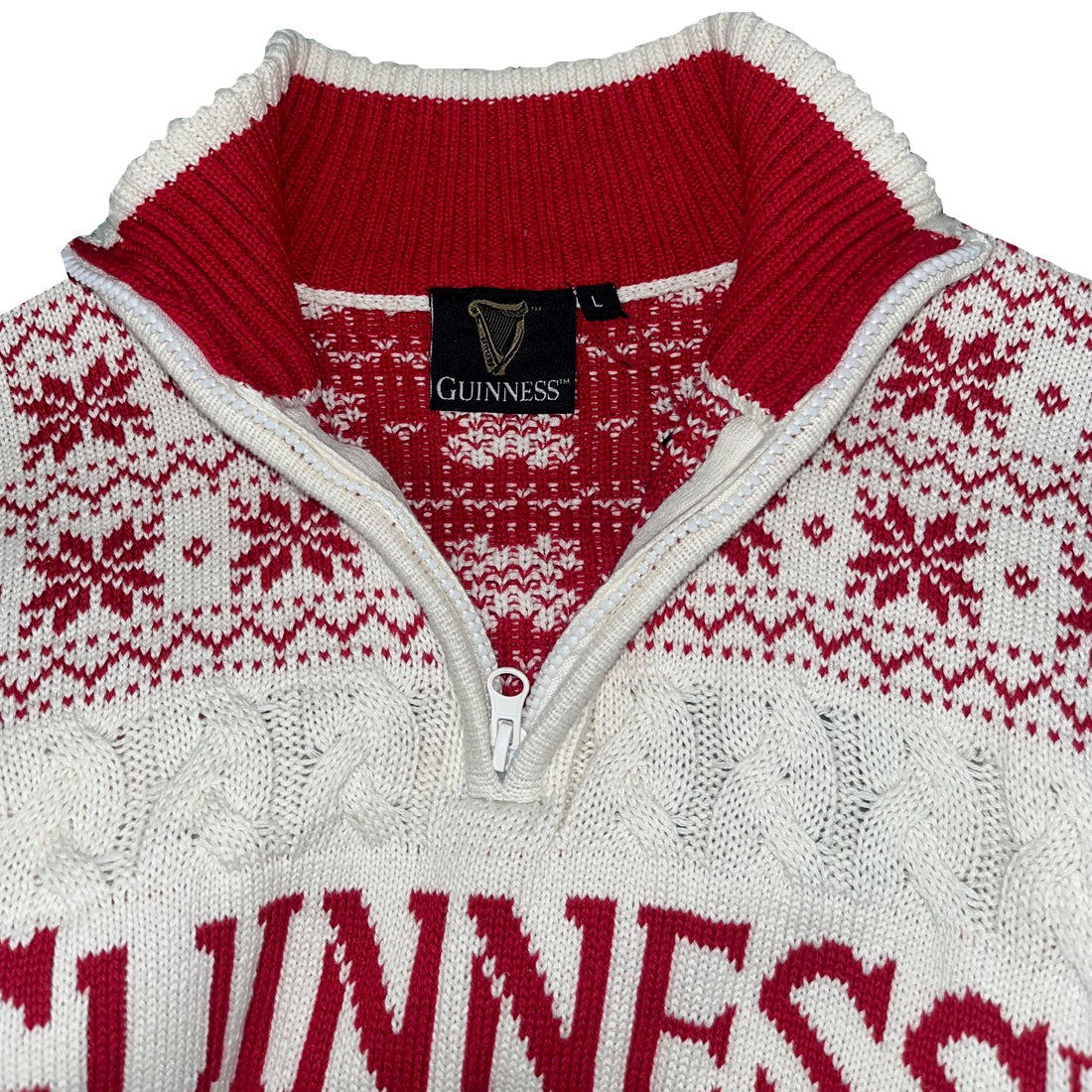 Guinness 1/4 Zip Cable Knit Christmas Sweater