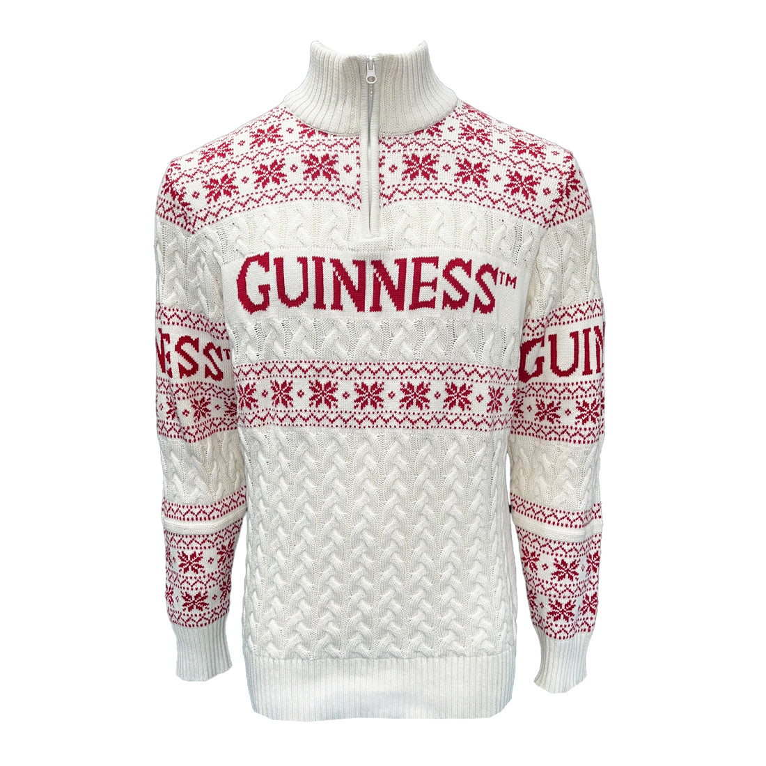 Guinness 1/4 Zip Cable Knit Christmas Sweater