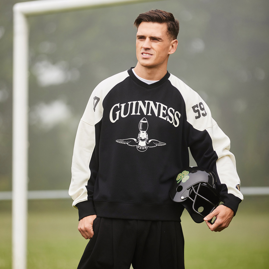Unisex Guinness Black And White American Football Sweatshirt