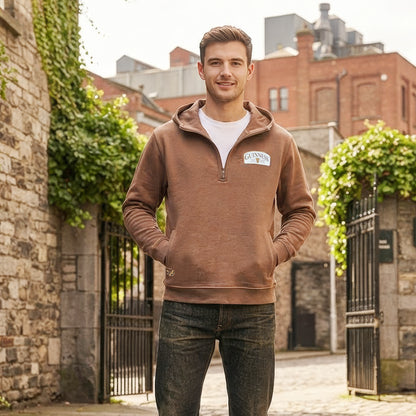Unisex Brown Guinness Quarter Zip Hoodie