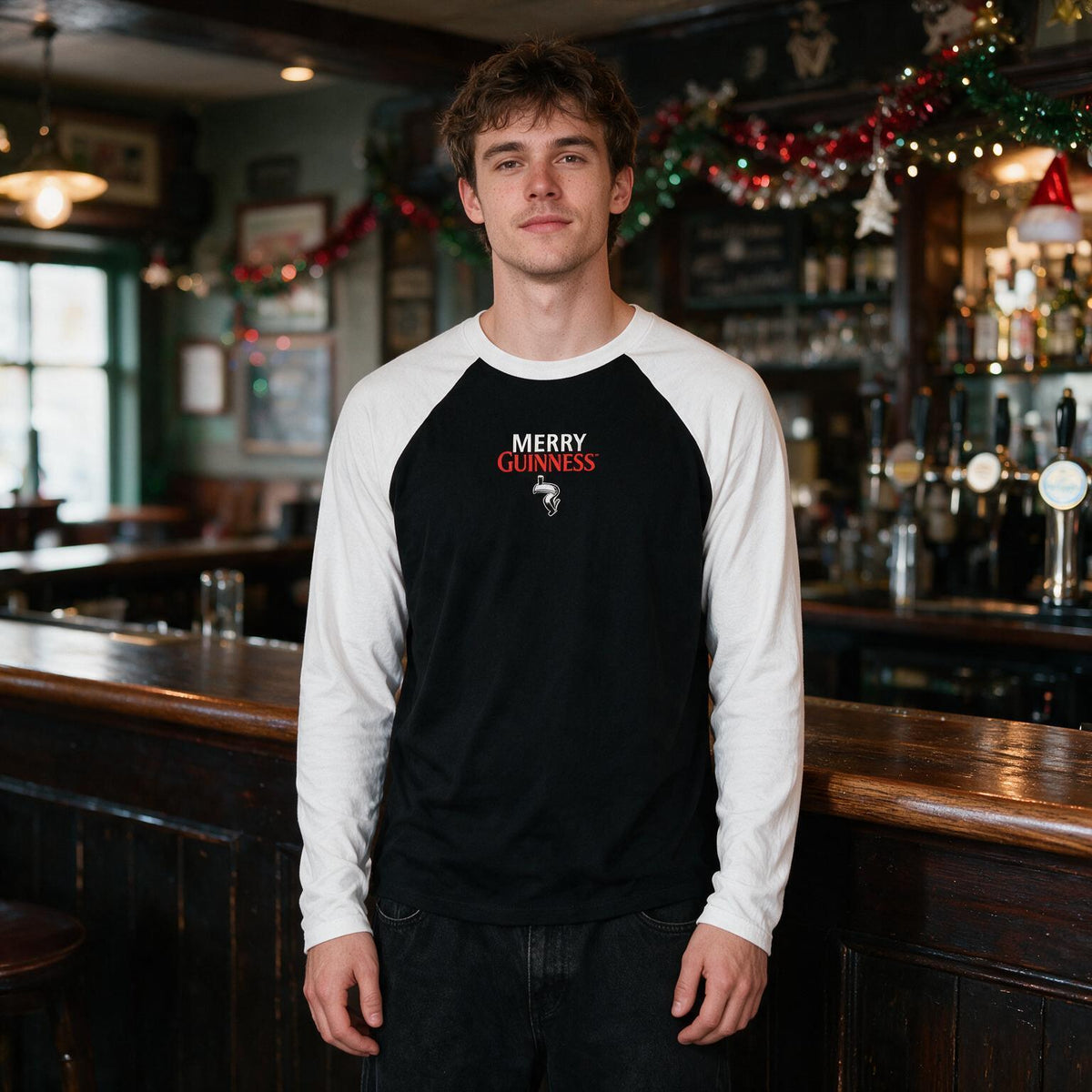 Men's Black Guinness Christmas Toucan Long Sleeve T-Shirt