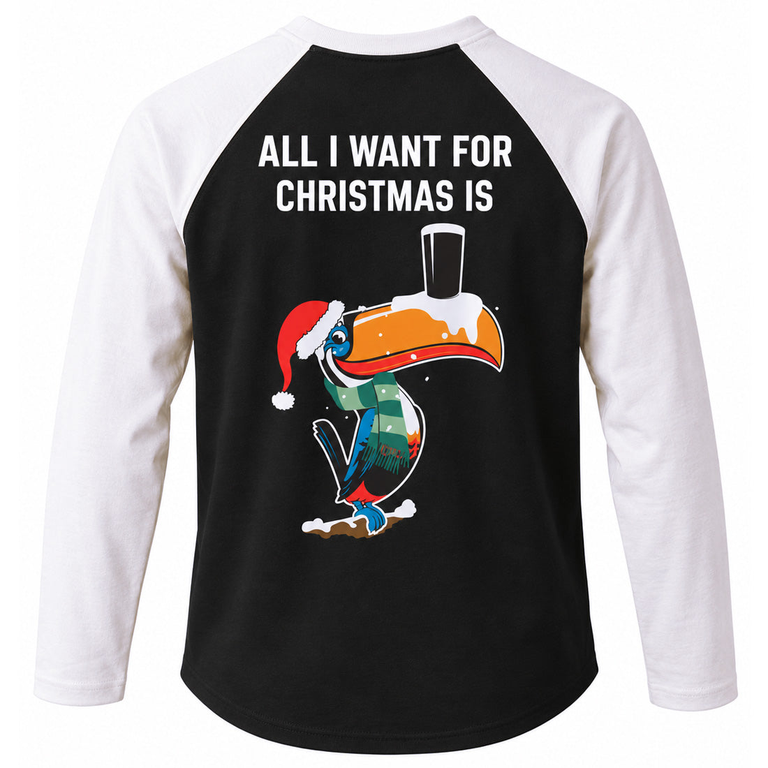 Men's Black Guinness Christmas Toucan Long Sleeve T-Shirt