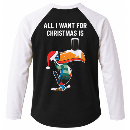 Men's Black Guinness Christmas Toucan Long Sleeve T-Shirt