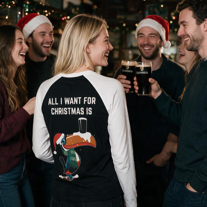 Men's Black Guinness Christmas Toucan Long Sleeve T-Shirt