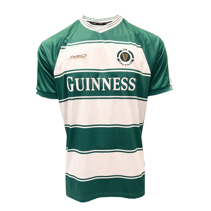 Guinness Green & White Striped Football Top
