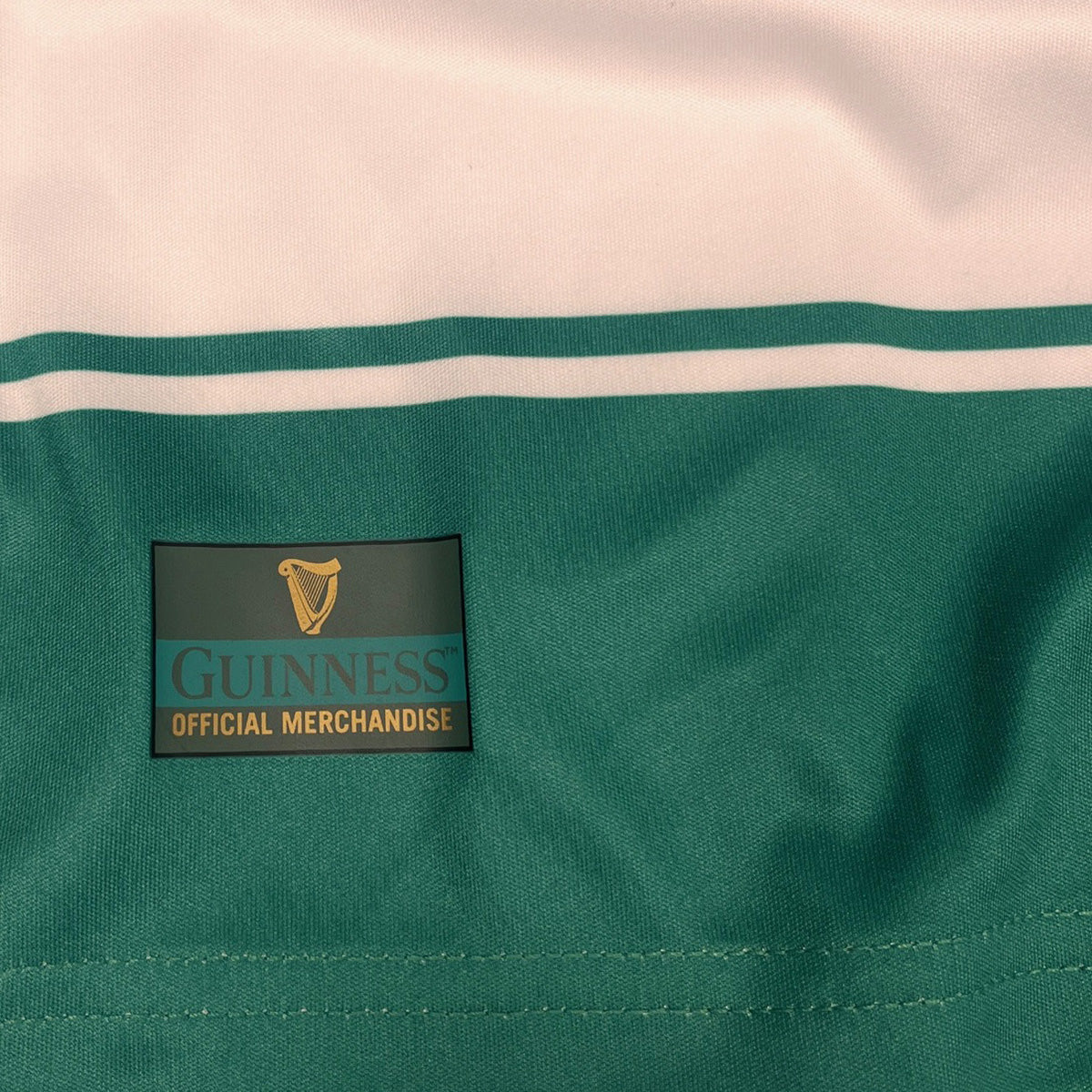 Guinness Green & White Striped Football Top
