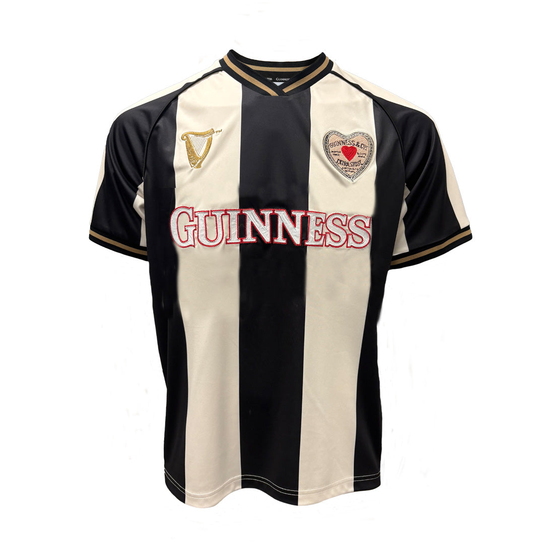 Guinness Cream & Black Striped Heart Performance Top