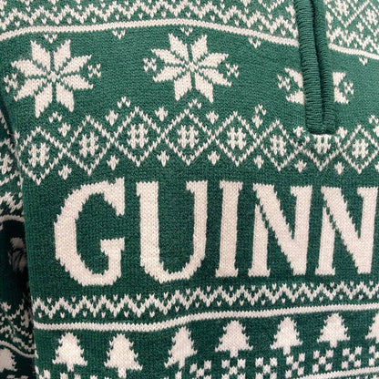 Guinness 1/4 Zip Festive Green Christmas Sweater