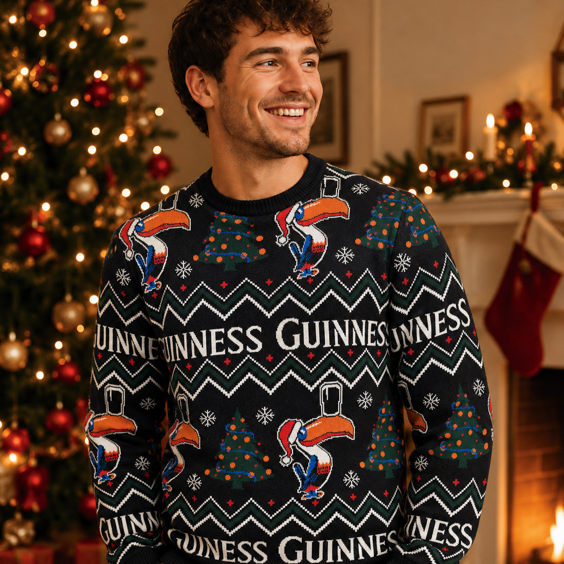 Guinness Toucan Black & Forest Green Christmas Jumper
