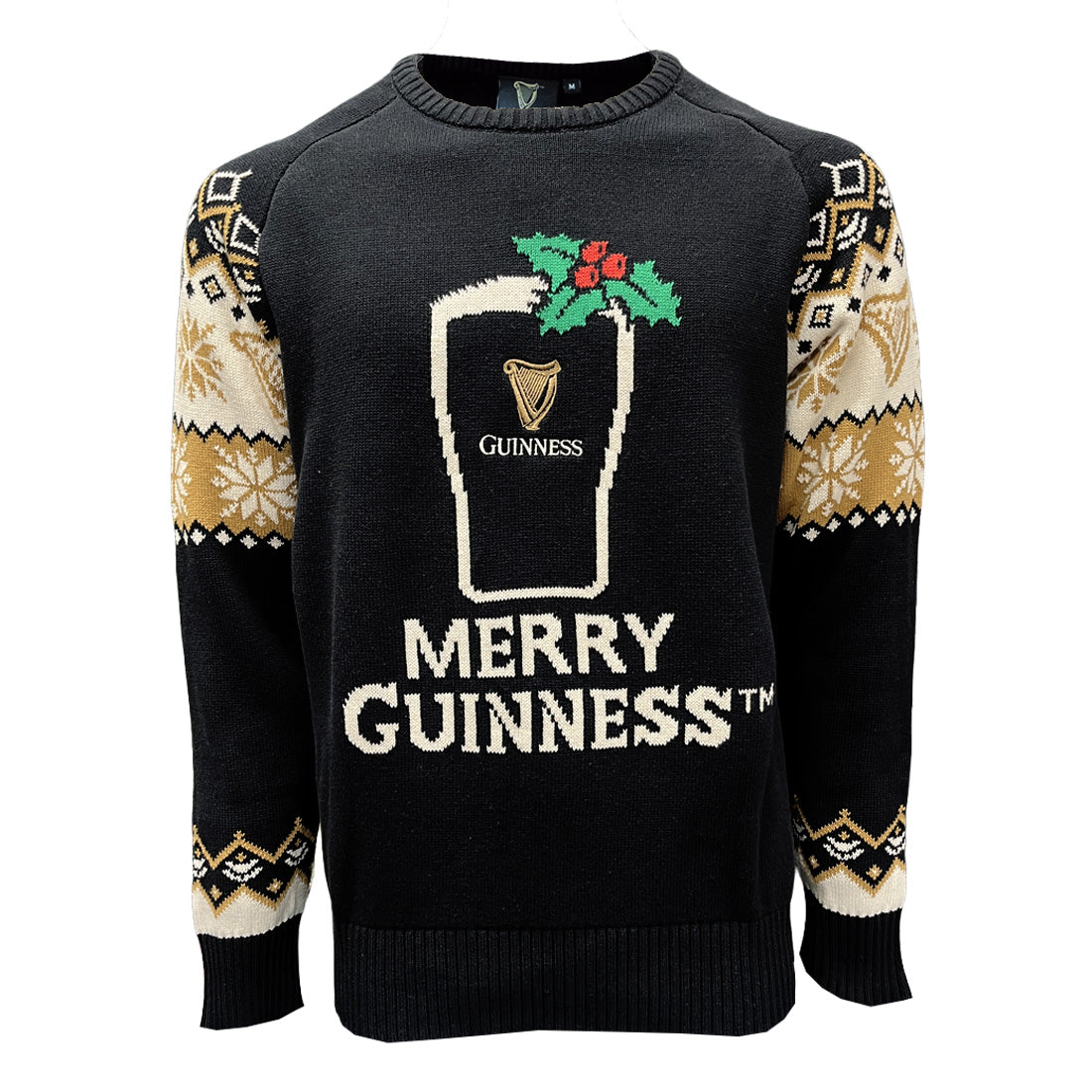 Guinness Pint & Holly Black Christmas Jumper 