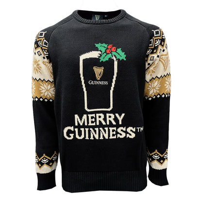 Guinness Pint & Holly Black Christmas Jumper