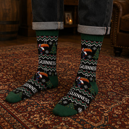 Guinness Toucan Black & Forest Green Christmas Socks